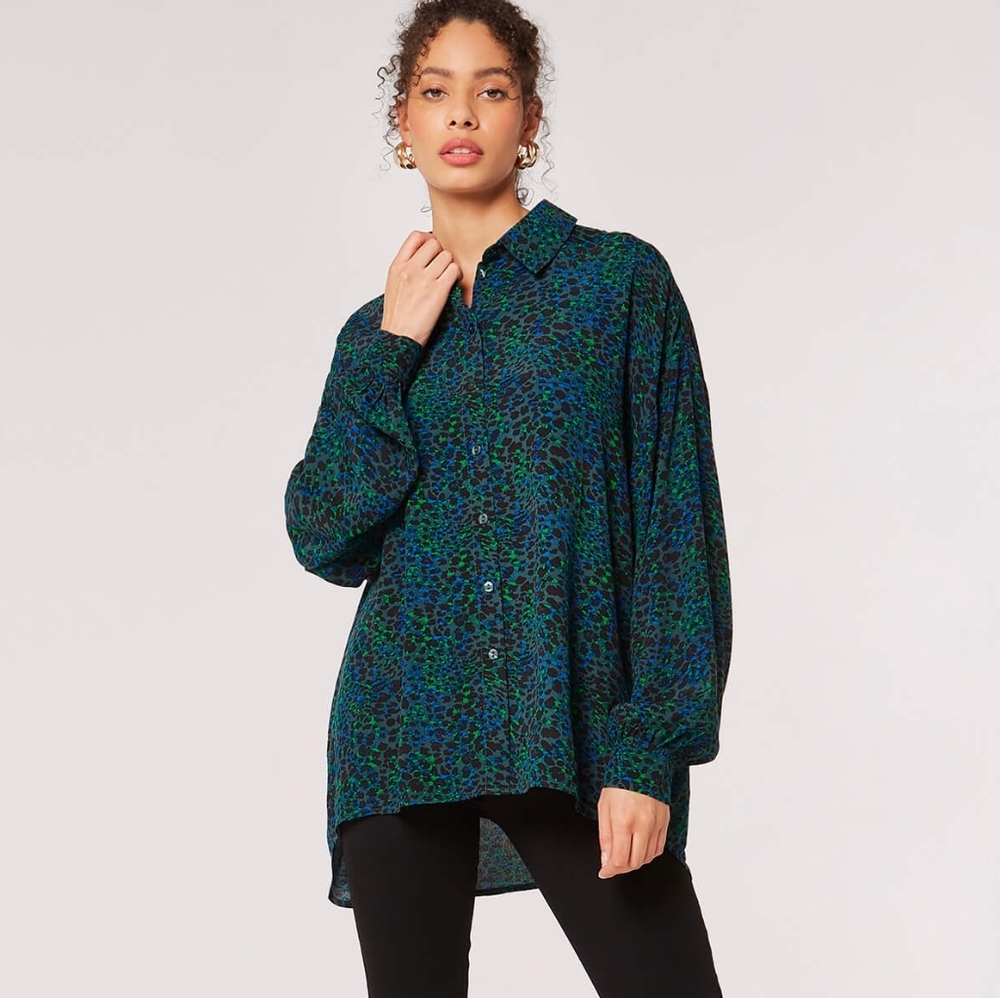 Animal Print Button Up Blouse